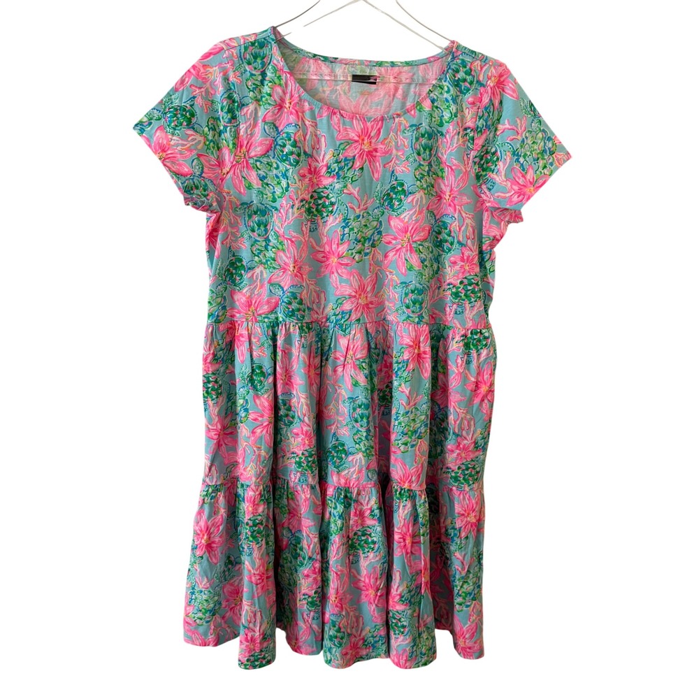 Lilly Pulitzer Geanna Dress L NWOT Flock Full of Fun Floral Coastal Prep‎ Resort